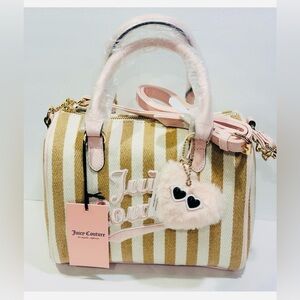 Juicy Couture Pink Stripe Free To Be Juicy Speedy Satchel Bag